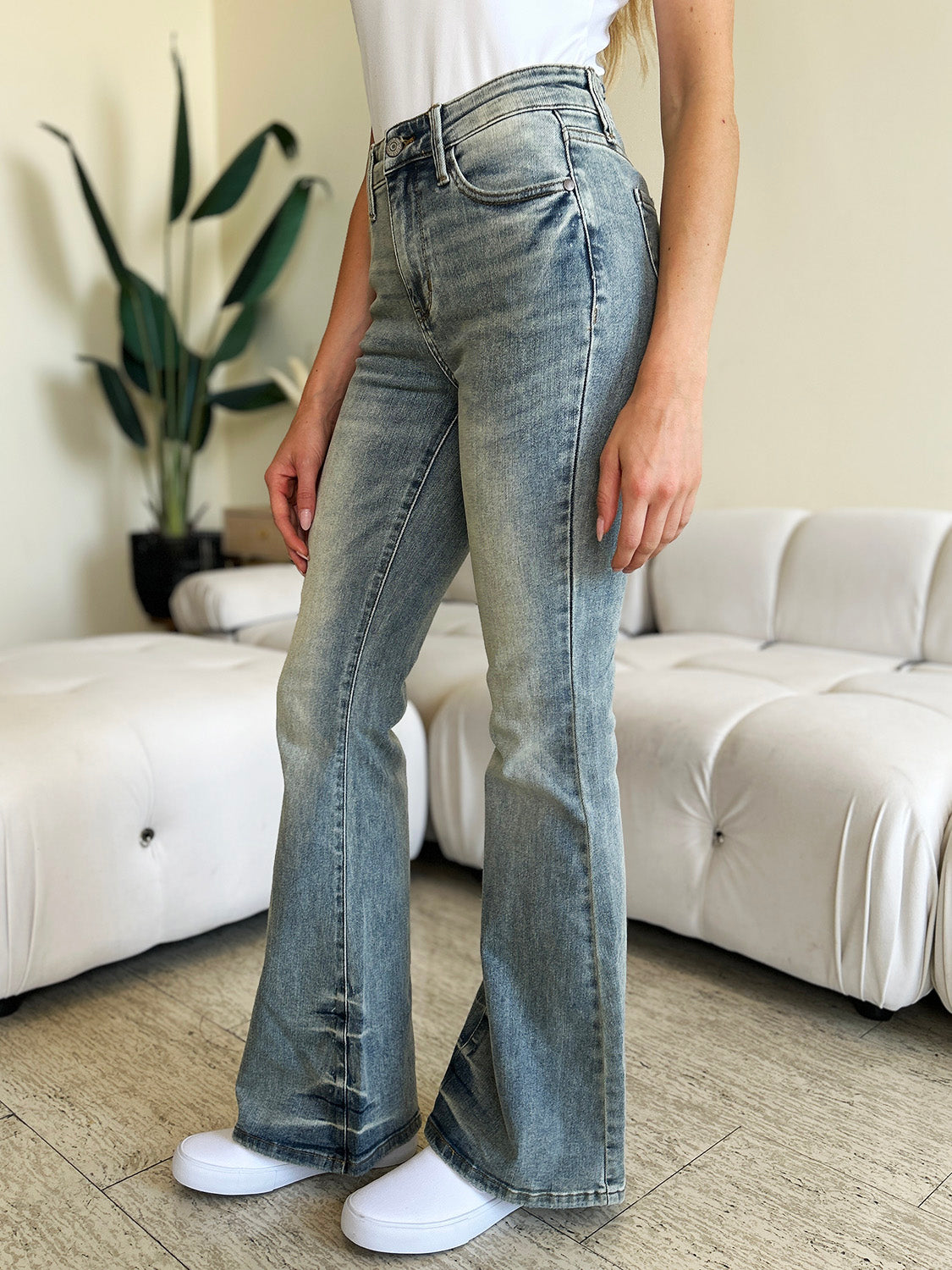 Judy Blue Full Size Mid Rise Flare Jeans - Beautifeye Boutique