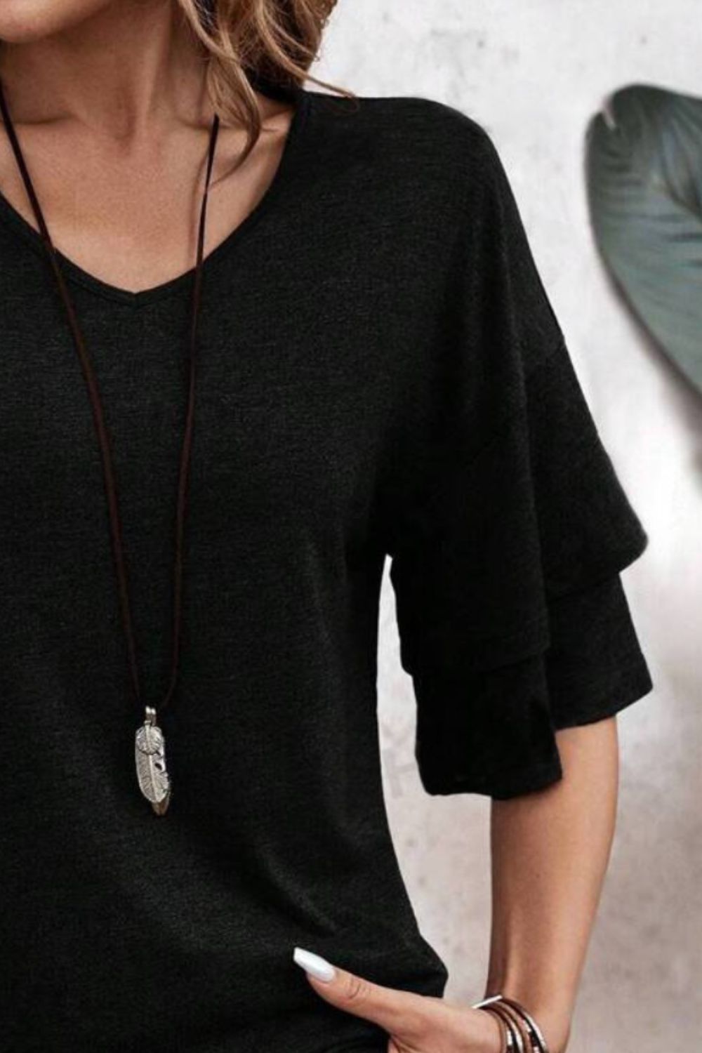 V-Neck Half Sleeve Blouse - Beautifeye Boutique