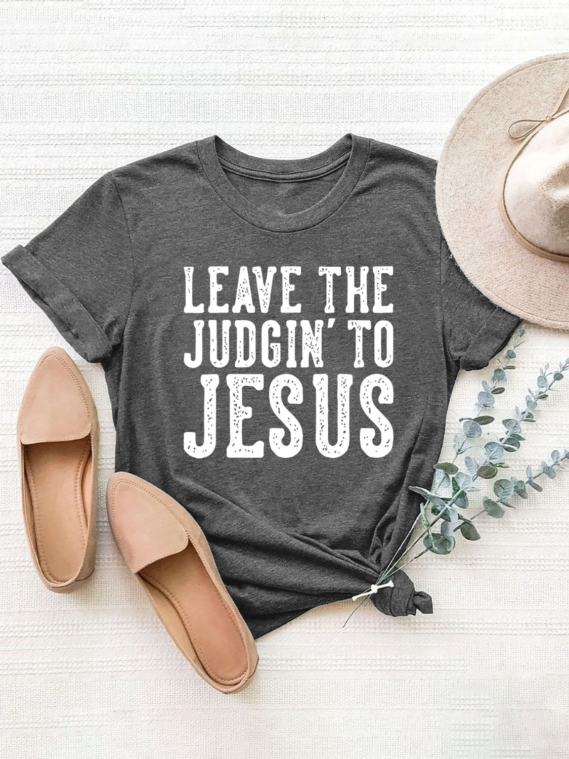 Letter Graphic Round Neck Short Sleeve T-Shirt - Beautifeye Boutique