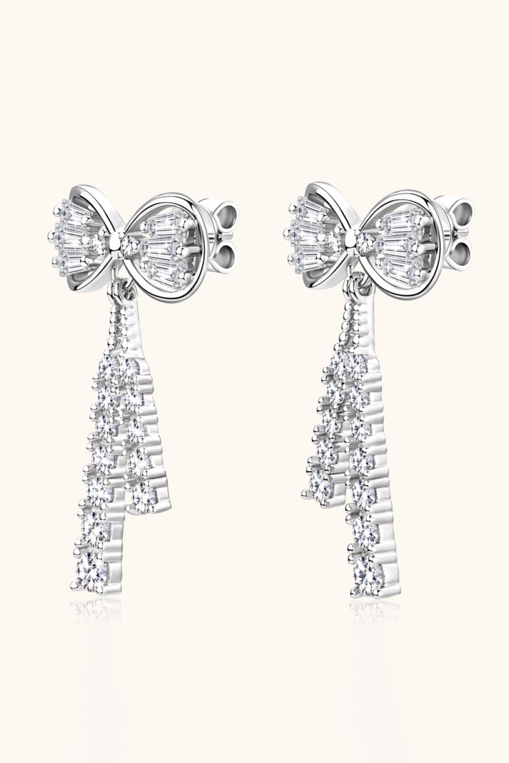 1.12 Carat Moissanite 925 Sterling Silver Bow Earrings - Beautifeye Boutique