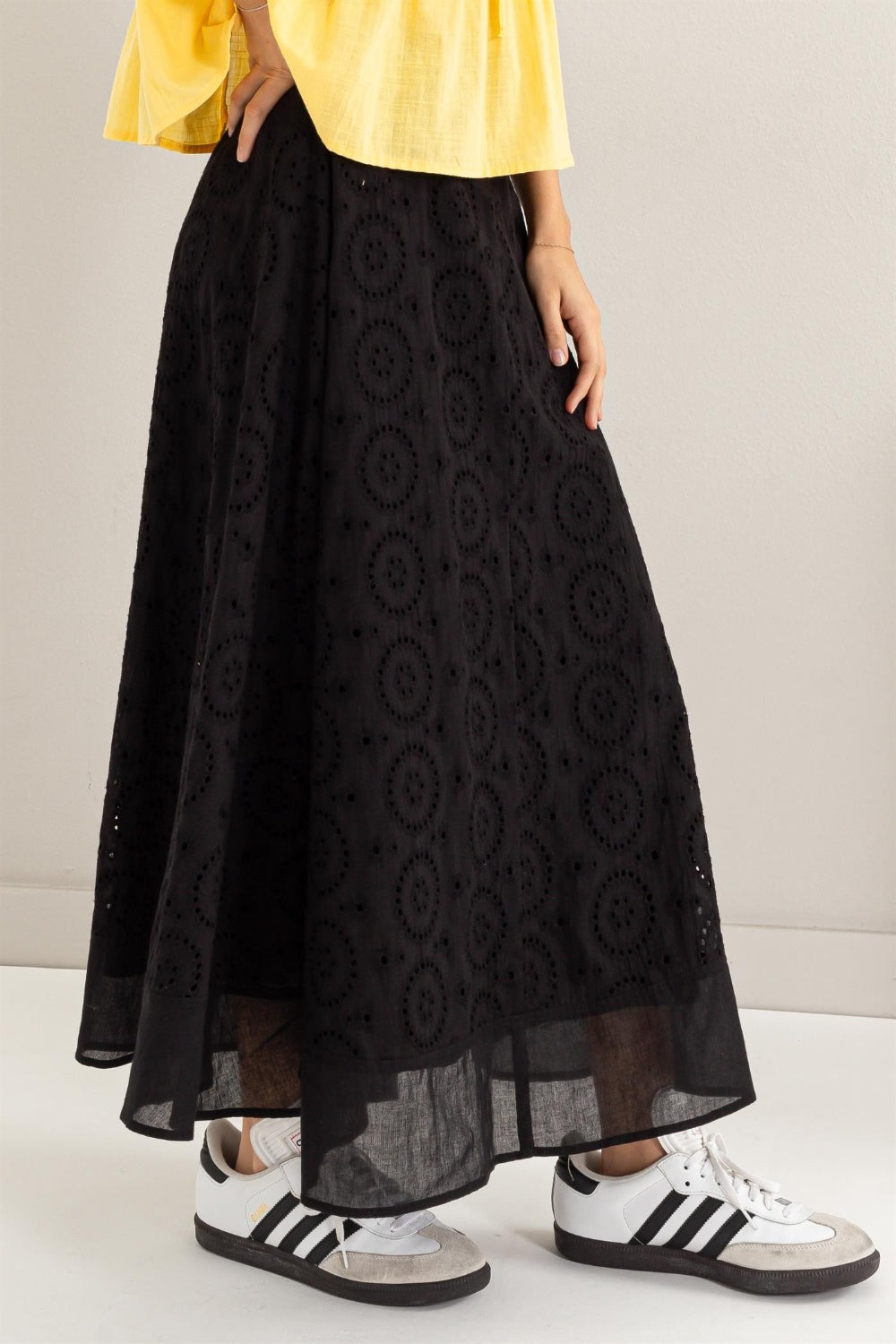 HYFVE Eyelet High-Waist Midi Skirt - Beautifeye Boutique