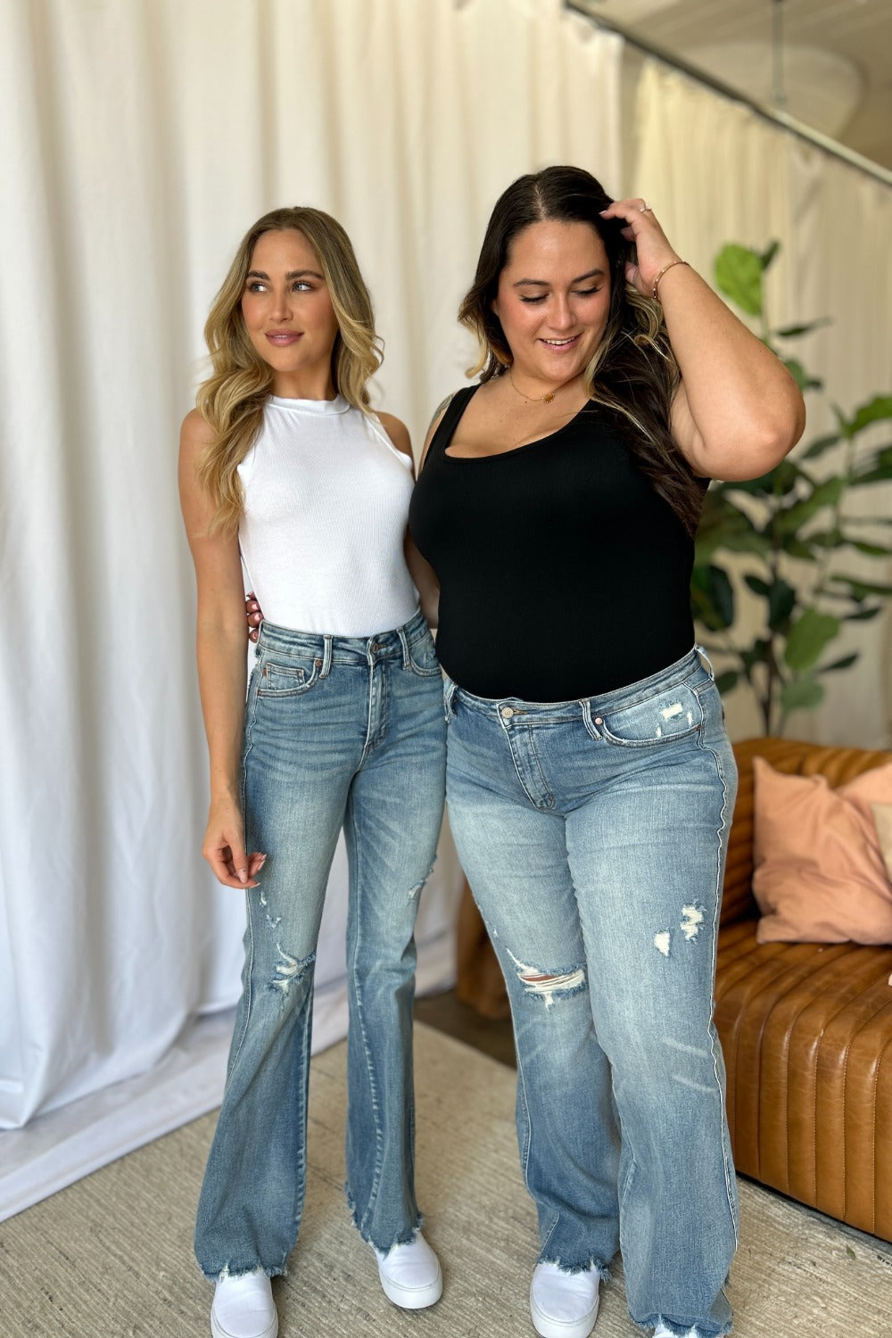 Judy Blue Full Size Medium Rise Tummy Control Destroy Flare - Beautifeye Boutique