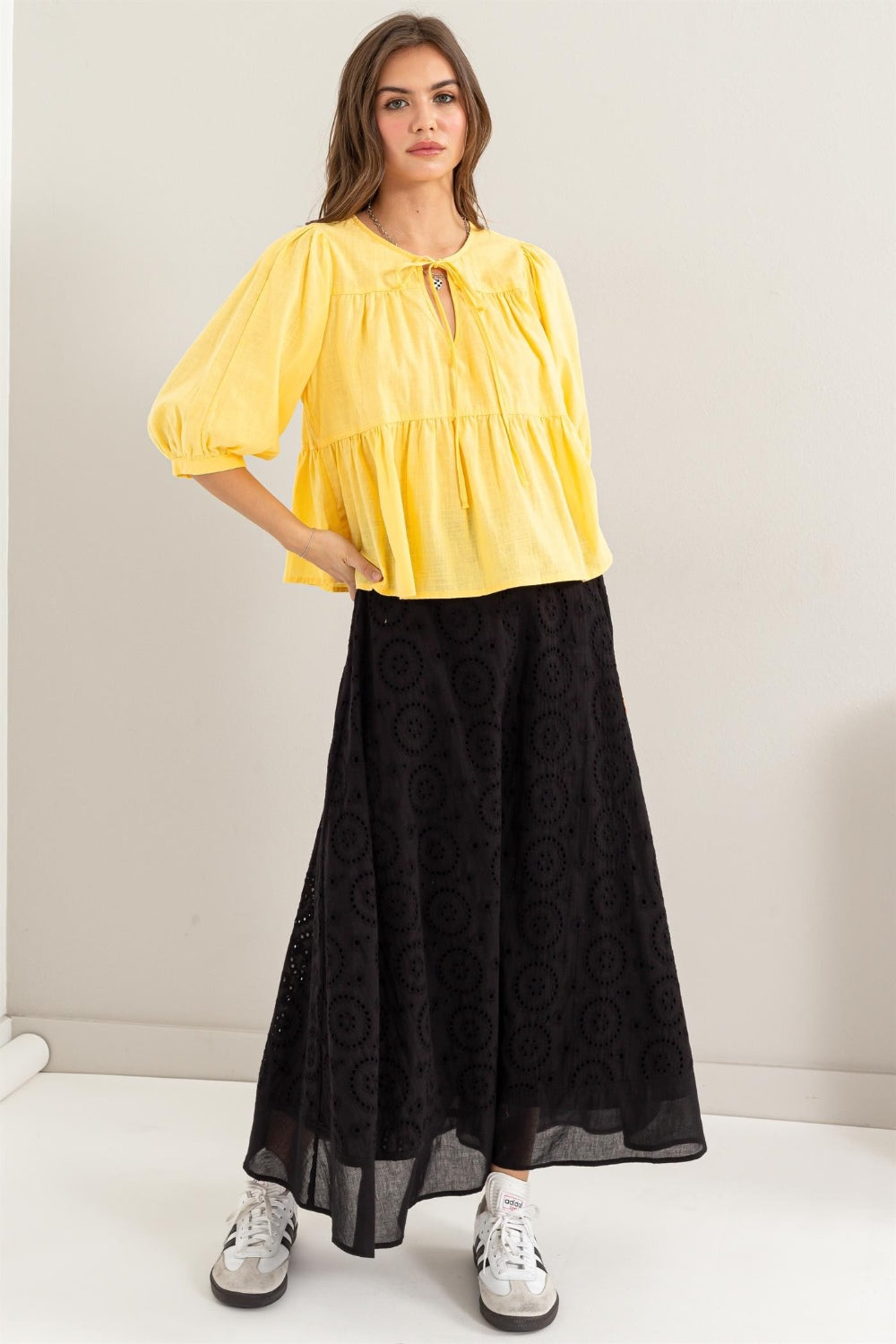 HYFVE Eyelet High-Waist Midi Skirt - Beautifeye Boutique