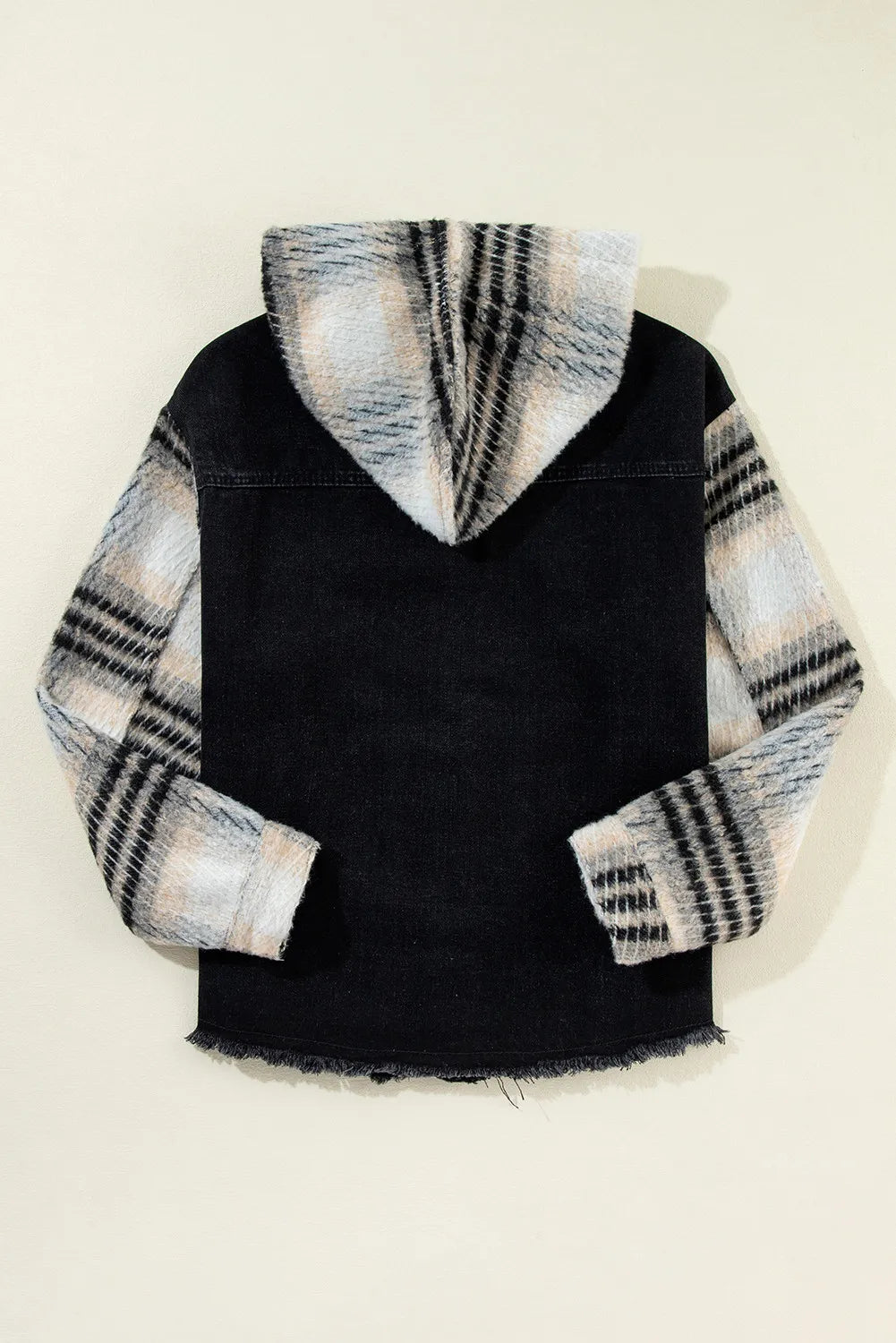 Drawstring Raw Hem Button Up Hooded Denim Jacket - Beautifeye Boutique