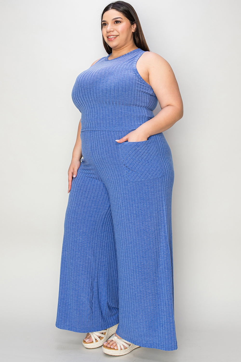 Basic Bae Ribbed Tank and Wide Leg Pants Set - Beautifeye Boutique