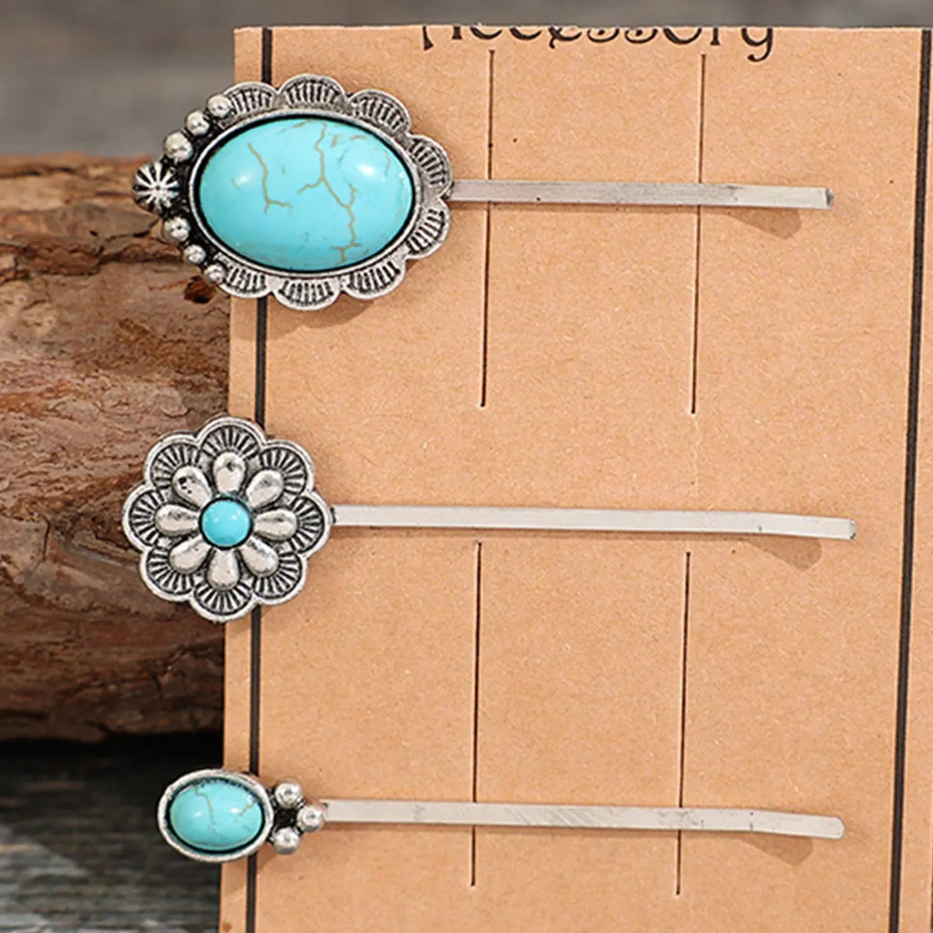 3 pc Set Turquoise Hair Pins - Beautifeye Boutique