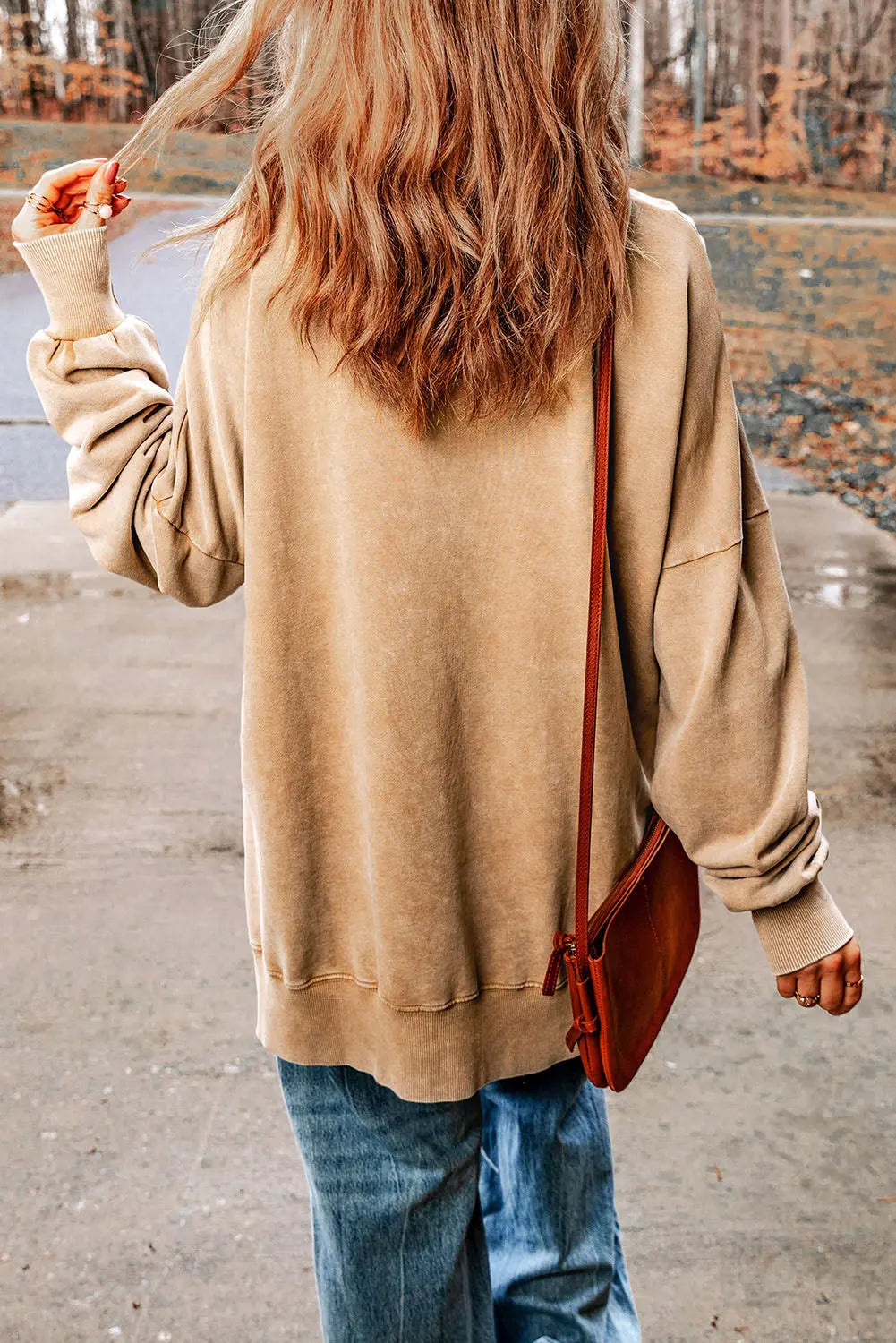Dropped Shoulder Round Neck Long Sleeve Blouse - Beautifeye Boutique