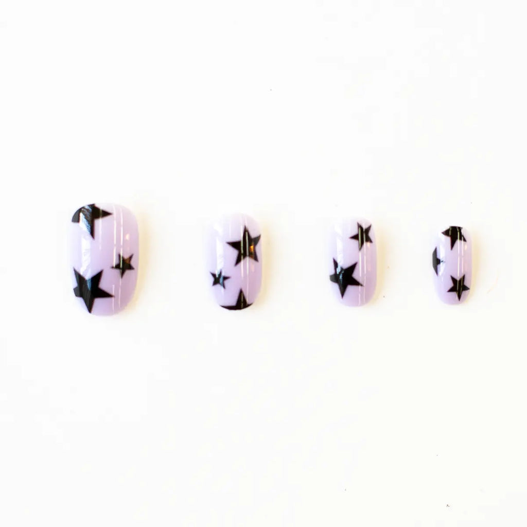 Black Stars | Bold Black Star Pattern Press-On Nails Set - Beautifeye Boutique