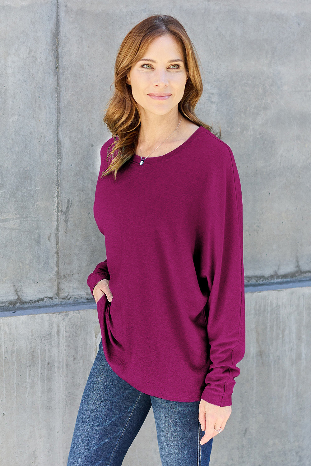 Double Take Full Size Round Neck Long Sleeve T-Shirt - Beautifeye Boutique