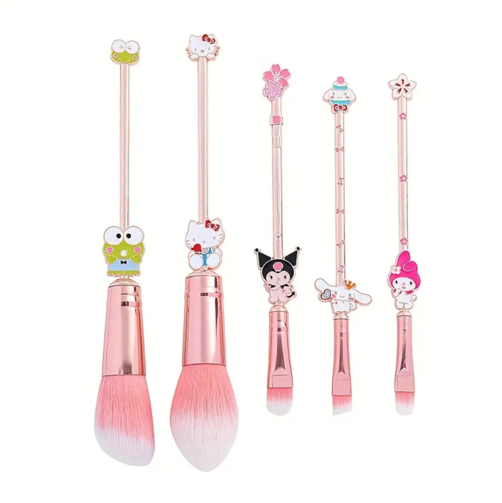 5 Piece Hello Kitty Makeup Brushes & Carrying Pouch - Beautifeye Boutique