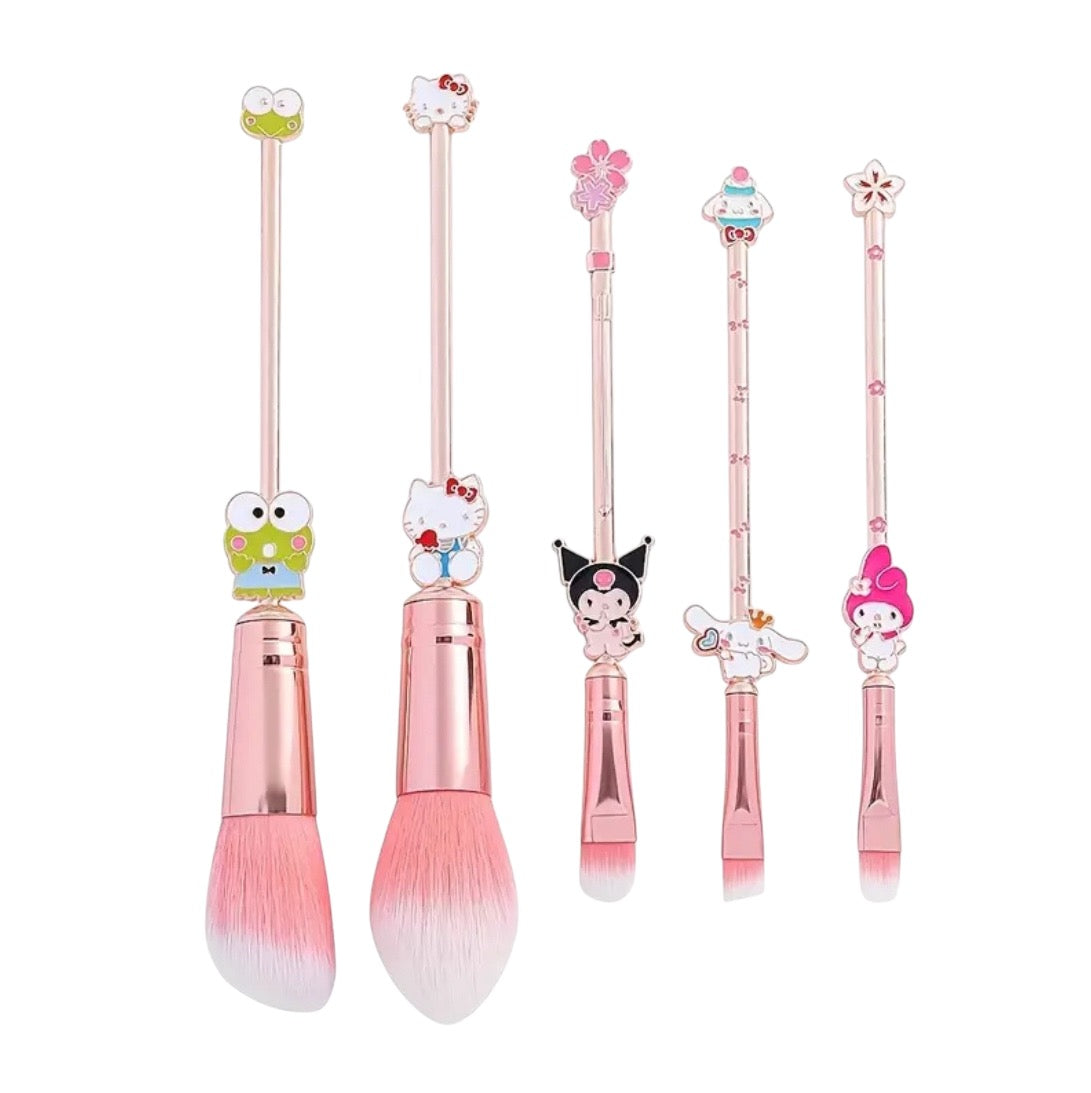 5 Piece Hello Kitty Makeup Brushes & Carrying Pouch - Beautifeye Boutique