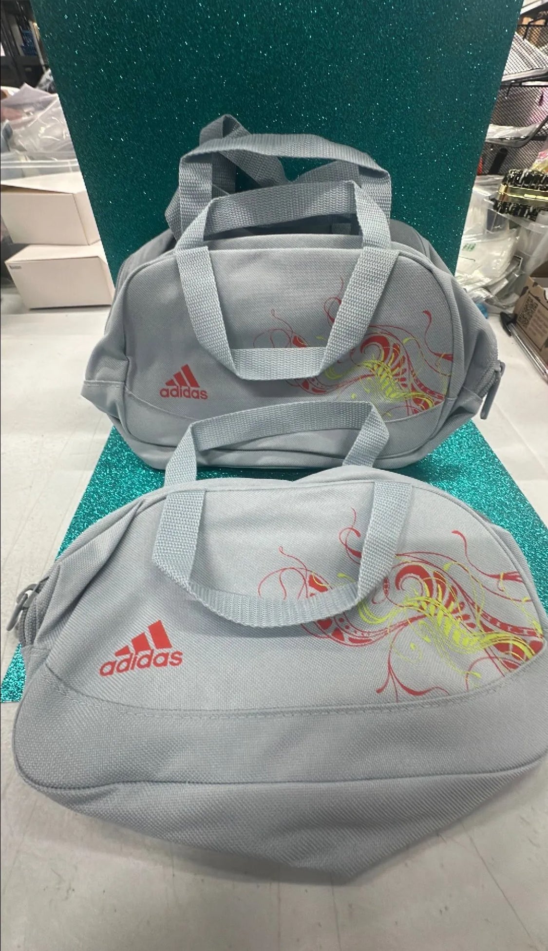 Adidas Small Travel/Toiletry Bag Gray/Light Blue - Beautifeye Boutique