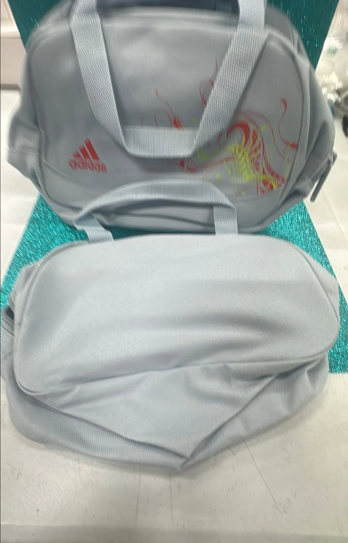 Adidas Small Travel/Toiletry Bag Gray/Light Blue - Beautifeye Boutique