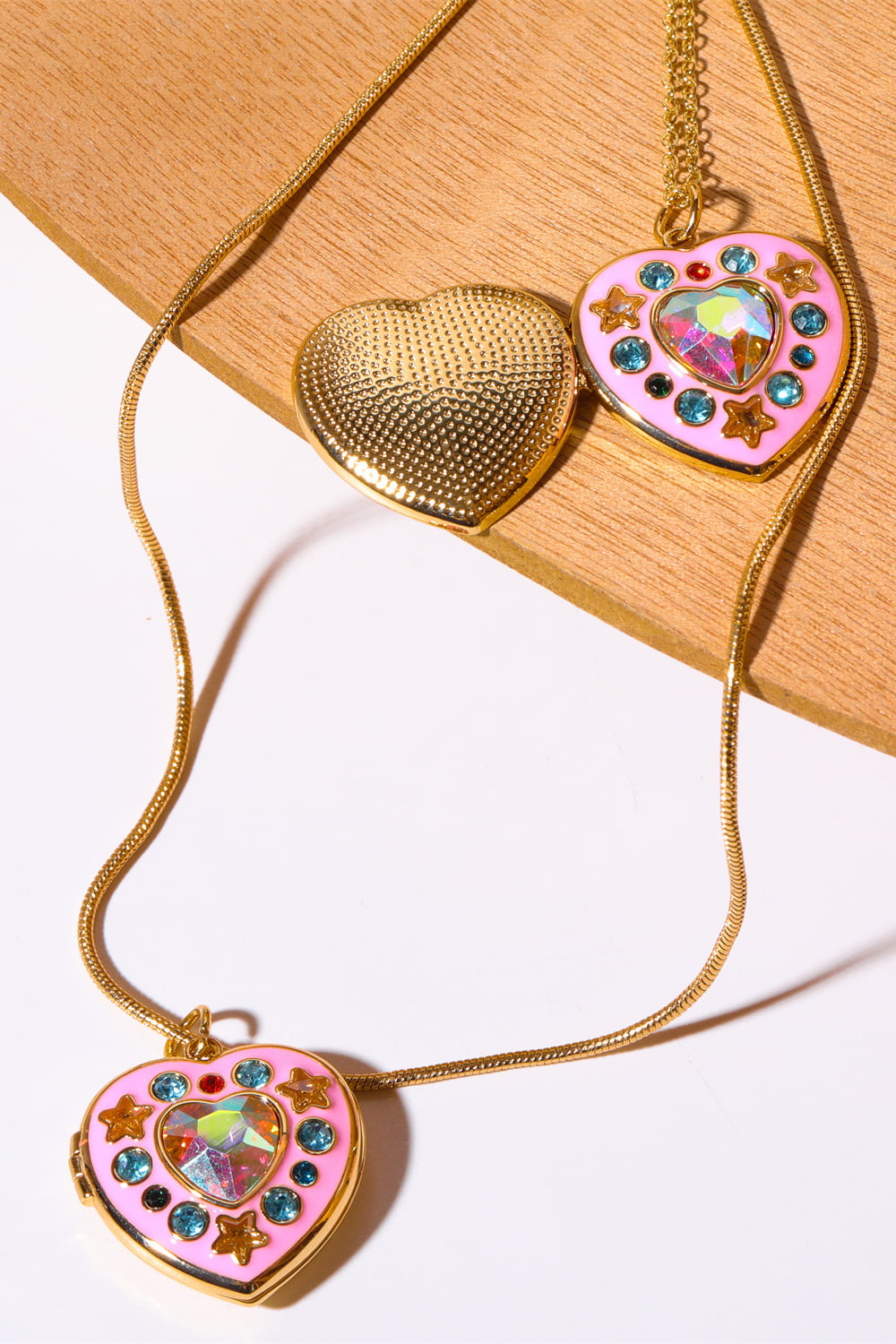 Rhinestone Decor Heart Box Pendant Necklace - Beautifeye Boutique
