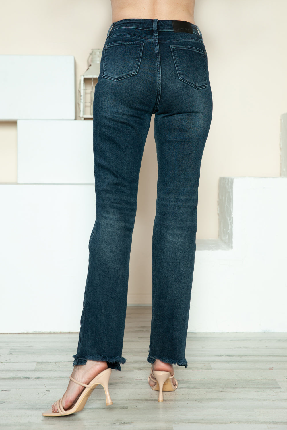 Judy Blue Full Size Button Fly Hem Destroy Straight Jeans - Beautifeye Boutique