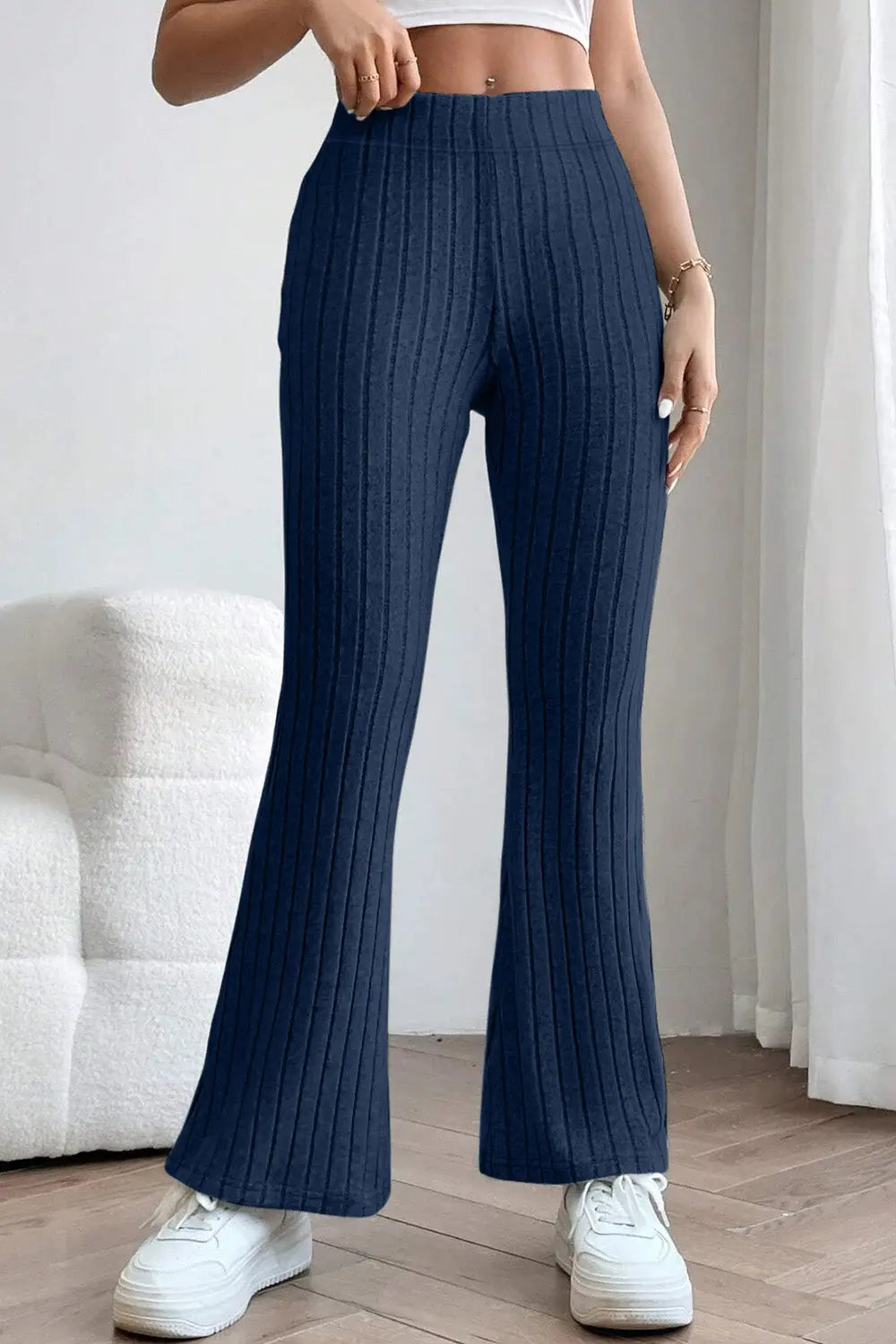 Basic Bae Ribbed High Waist Flare Pants - Beautifeye Boutique