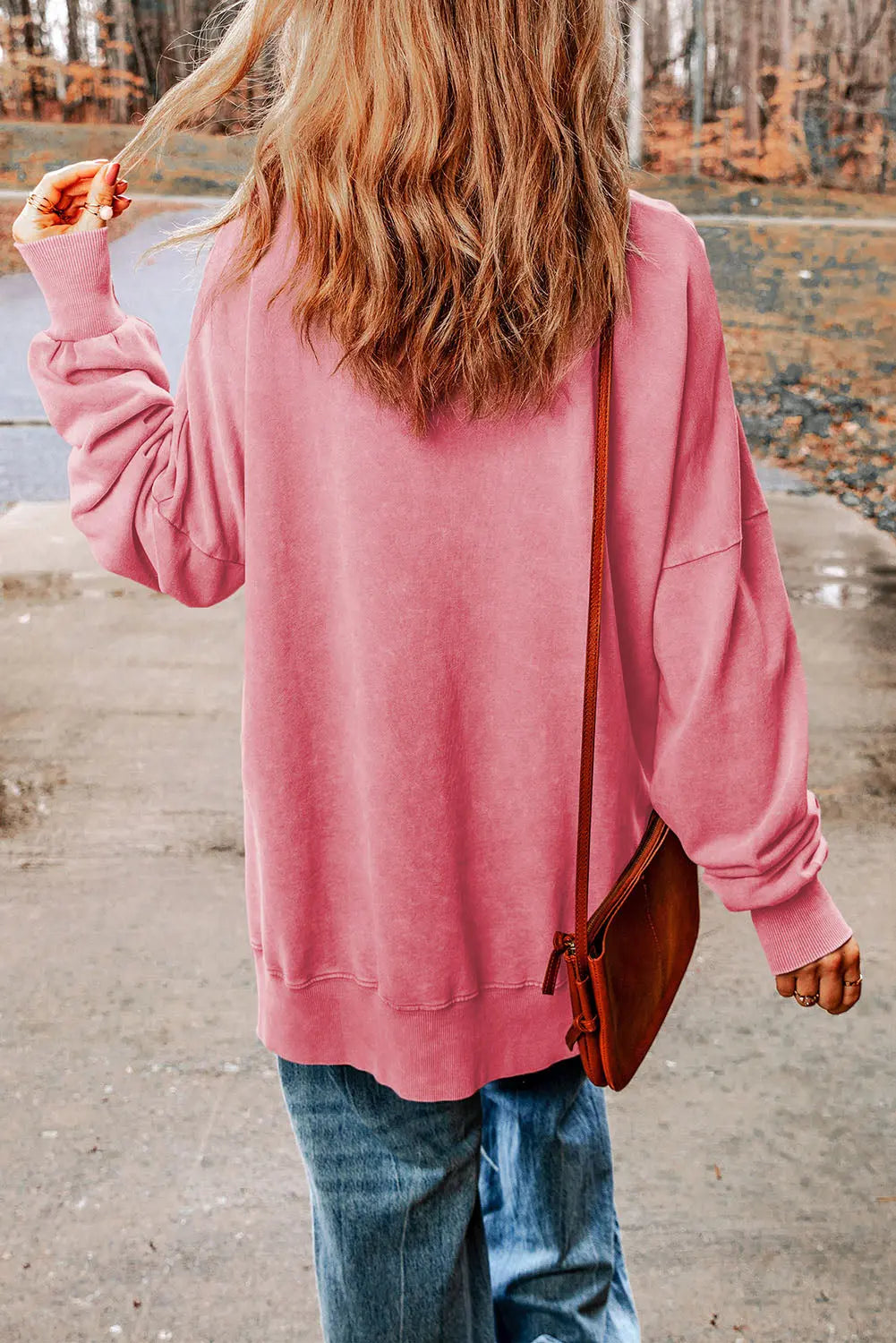 Dropped Shoulder Round Neck Long Sleeve Blouse - Beautifeye Boutique