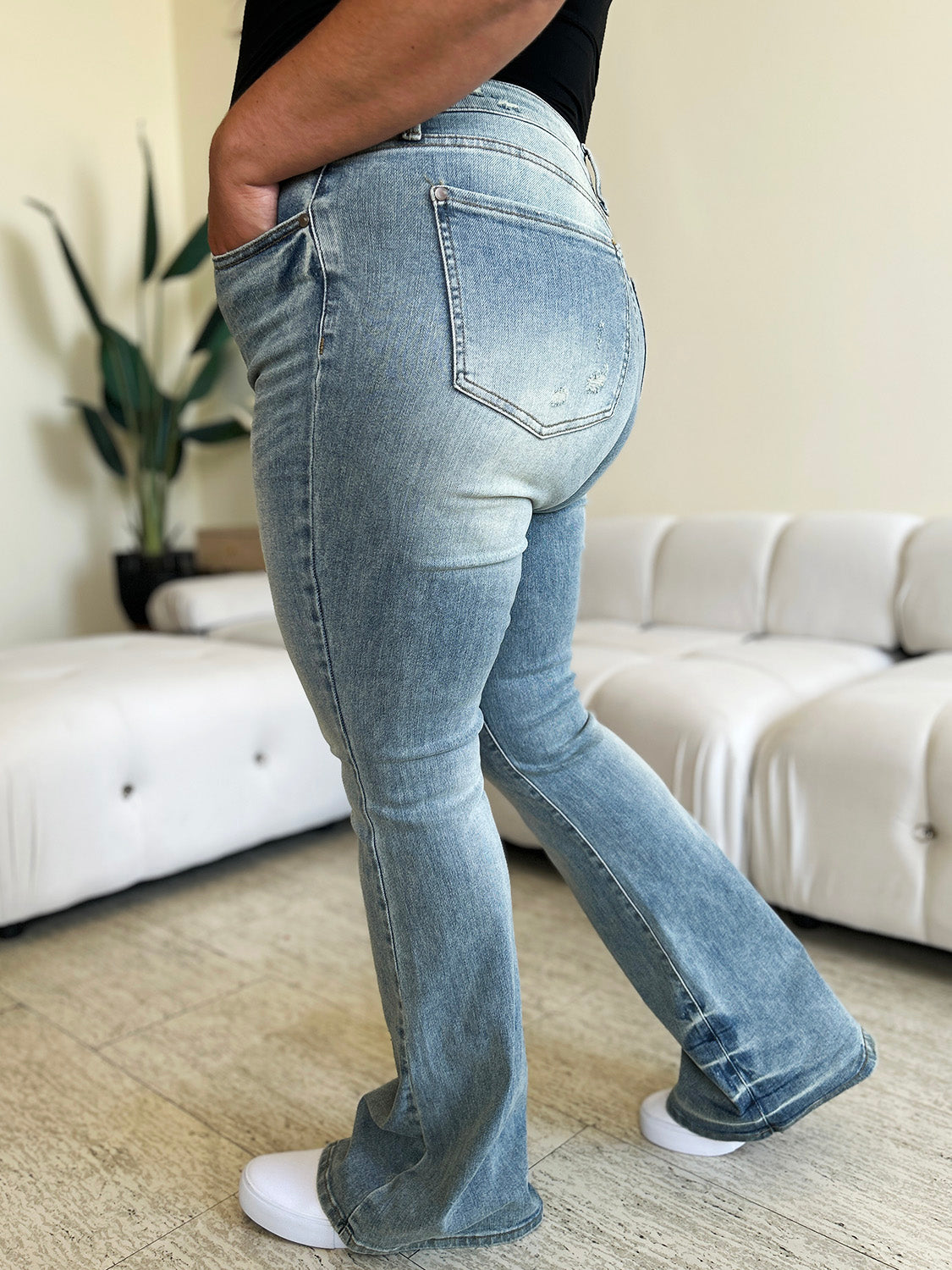 Judy Blue Full Size Mid Rise Flare Jeans - Beautifeye Boutique