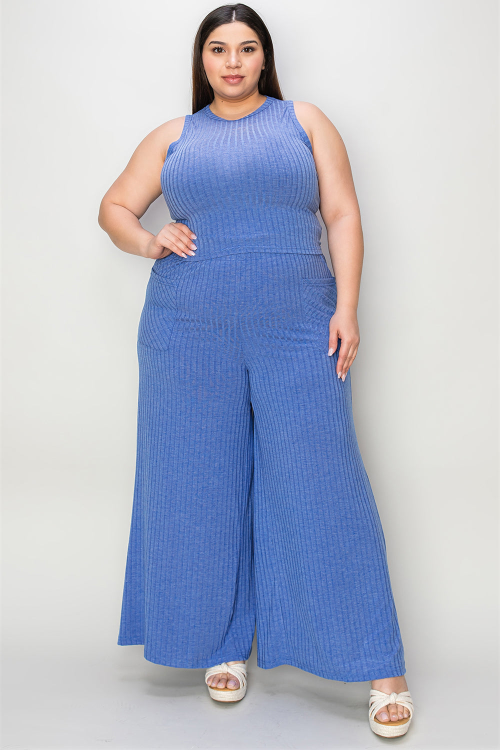 Basic Bae Ribbed Tank and Wide Leg Pants Set - Beautifeye Boutique