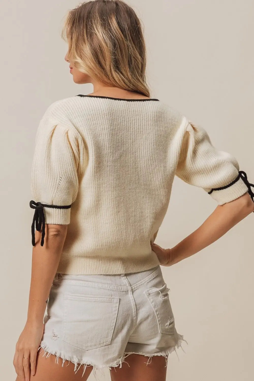 BiBi Contrast Binding Buttoned Cardigan - Beautifeye Boutique