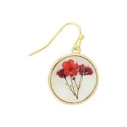Cottage Pink Dried Flower Round Earrings - Beautifeye Boutique