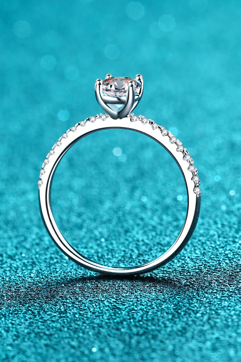 .925 Sterling Silver Inlaid 1 Carat Moissanite Ring - Beautifeye Boutique