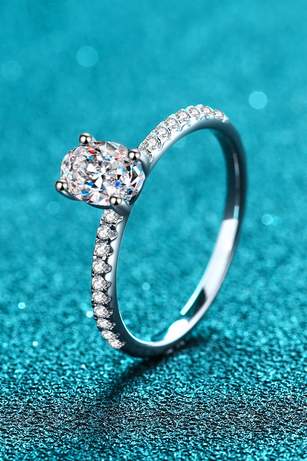 .925 Sterling Silver Inlaid 1 Carat Moissanite Ring - Beautifeye Boutique