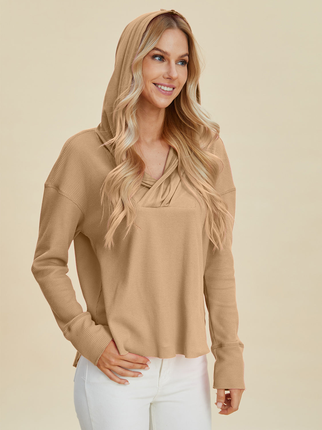 Double Take All Seasons High-Low Long Sleeve Hoodie - Beautifeye Boutique