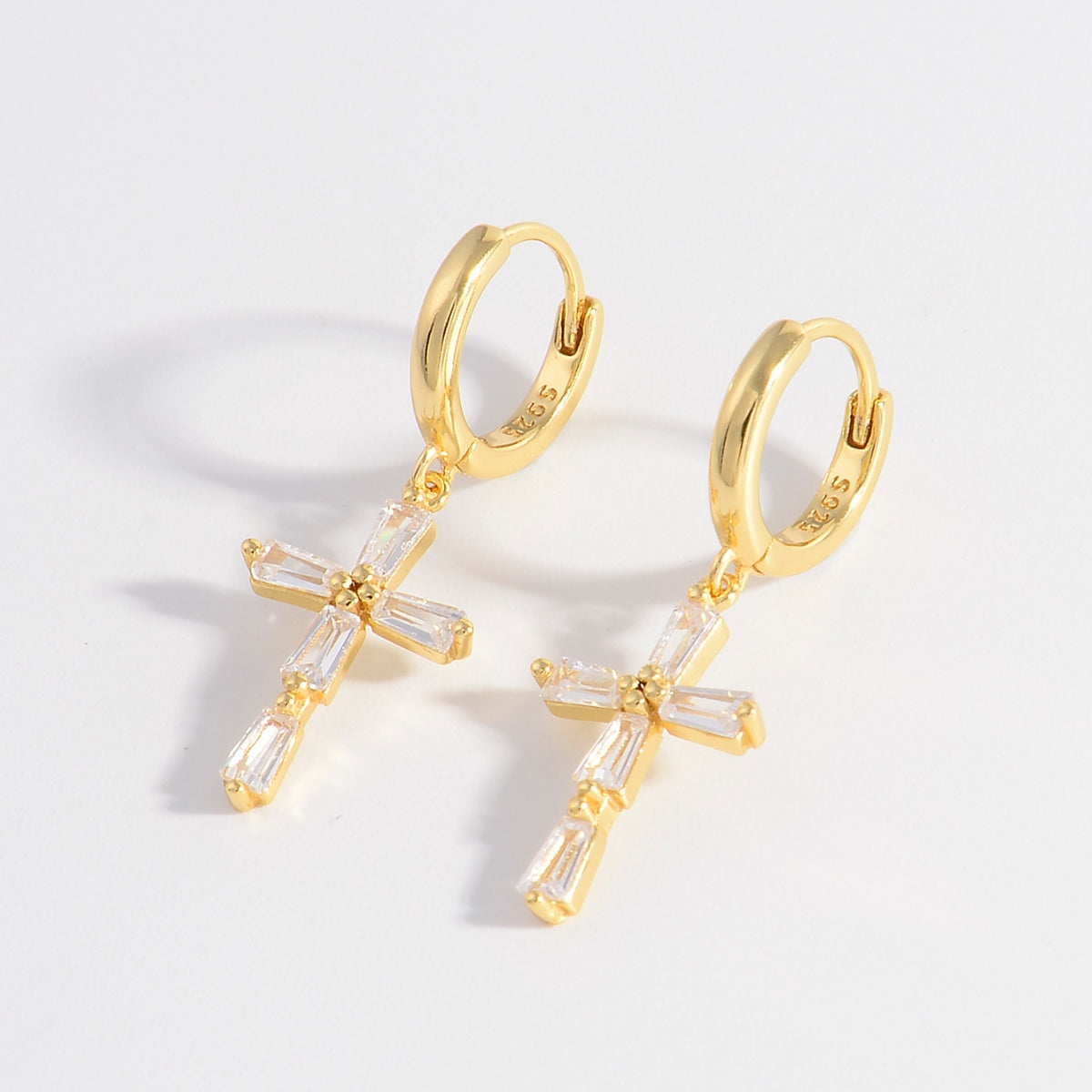 .925 Sterling Silver Zircon Cross Earrings - Beautifeye Boutique