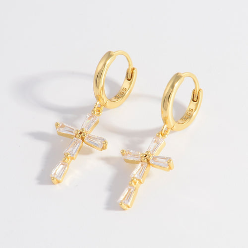 .925 Sterling Silver Zircon Cross Earrings - Beautifeye Boutique