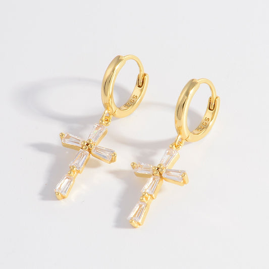 .925 Sterling Silver Zircon Cross Earrings - Beautifeye Boutique