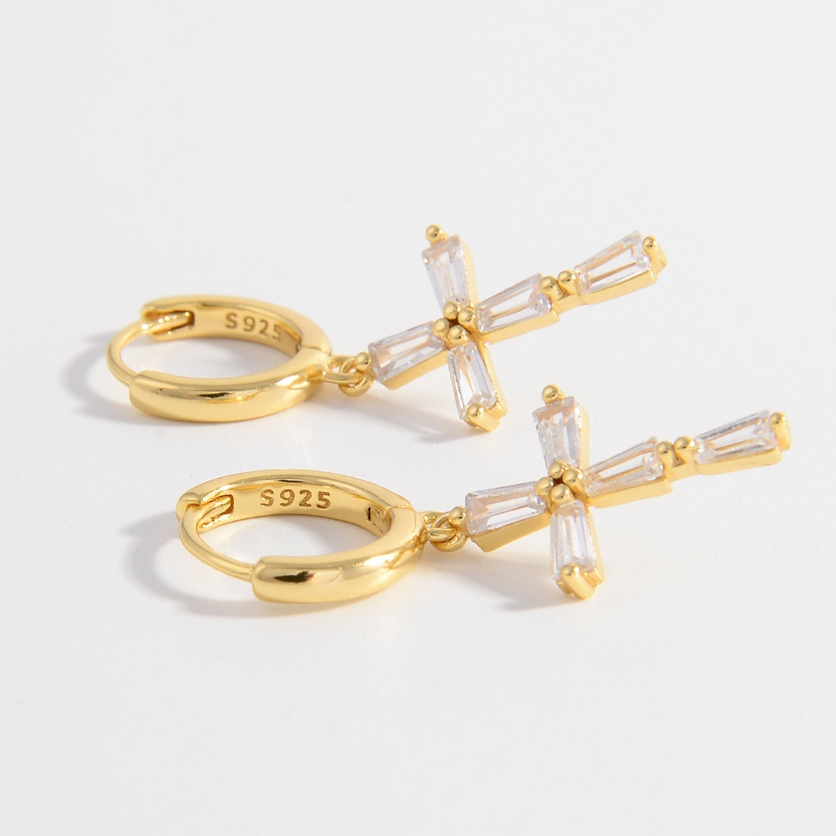 .925 Sterling Silver Zircon Cross Earrings - Beautifeye Boutique