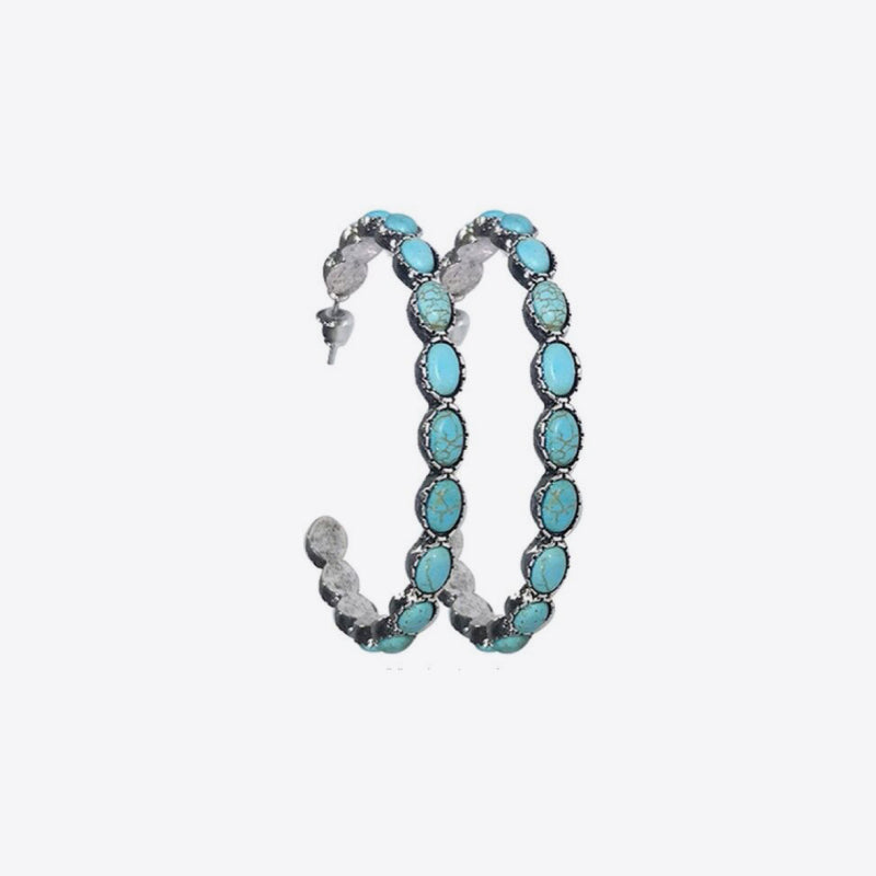 Artificial Turquoise C-Hoop Earrings - Beautifeye Boutique