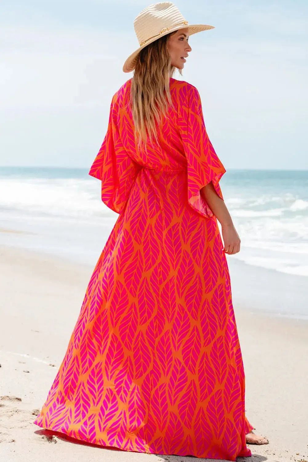 Drawstring Printed V-Neck Maxi Dress - Beautifeye Boutique