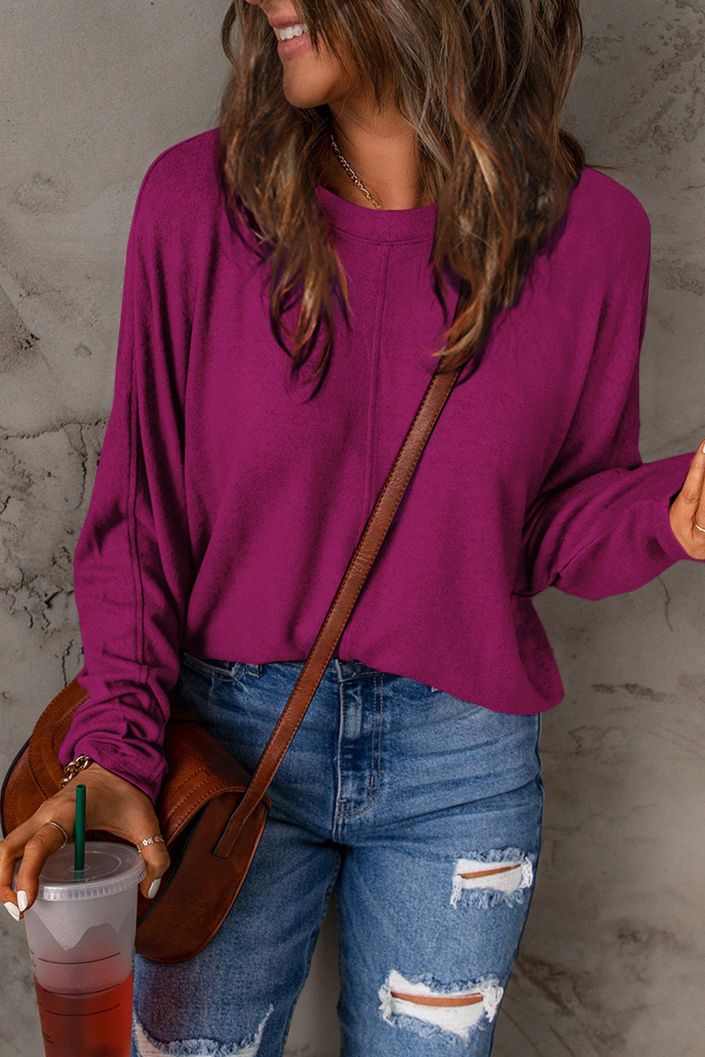 Double Take Full Size Round Neck Long Sleeve T-Shirt - Beautifeye Boutique
