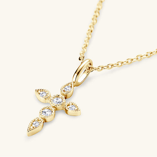 .925 Sterling Silver Moissanite Cross Pendant Necklace - Beautifeye Boutique