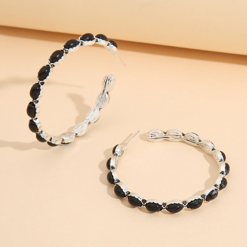 Artificial Turquoise C-Hoop Earrings - Beautifeye Boutique