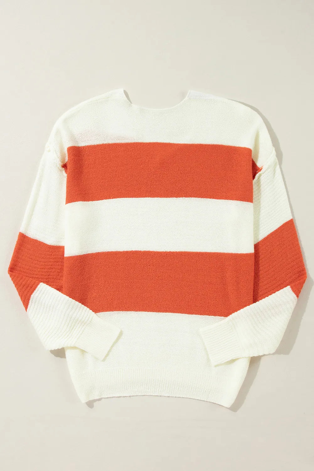 Color Block Dropped Shoulder V-Neck Sweater - Beautifeye Boutique