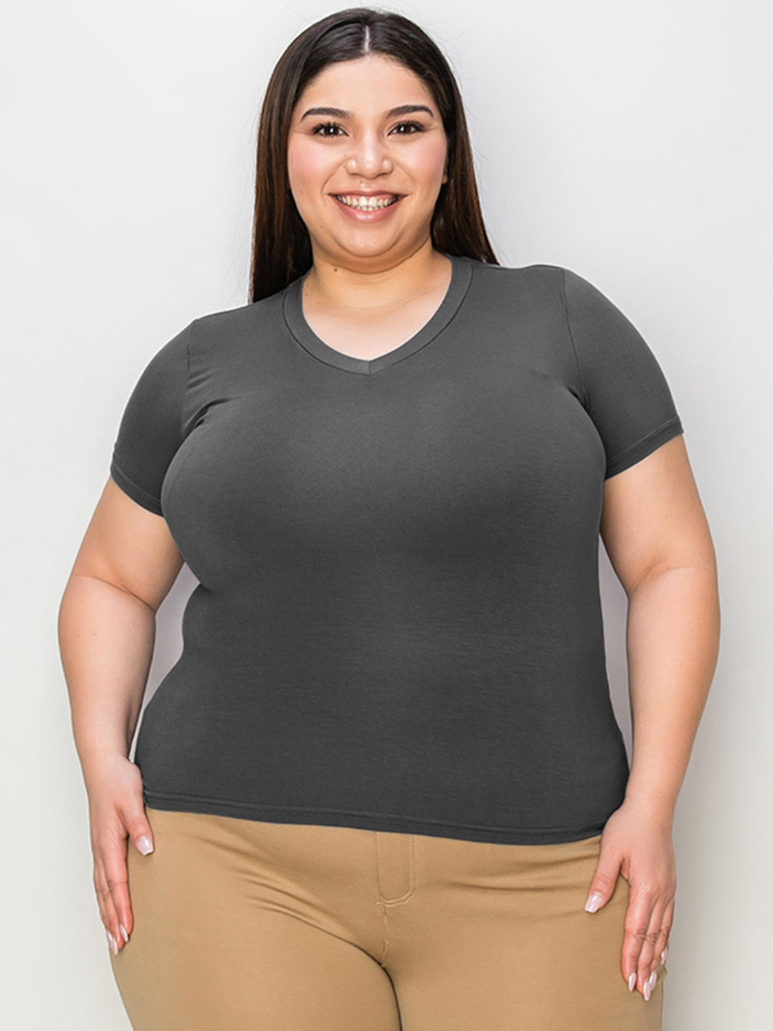 Basic Bae V-Neck High-Low T-Shirt - Beautifeye Boutique