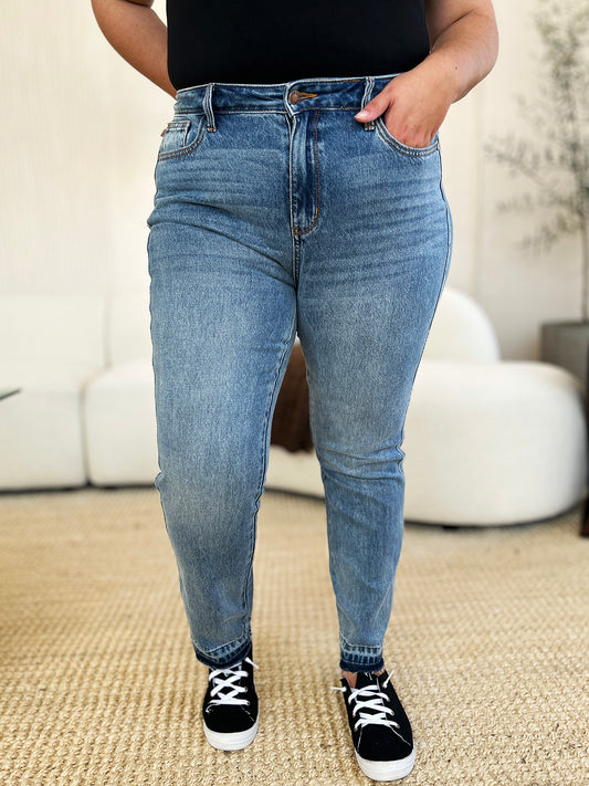 Judy Blue Full Size Mid Rise Rigid Magic Release Hem Jeans - Beautifeye Boutique