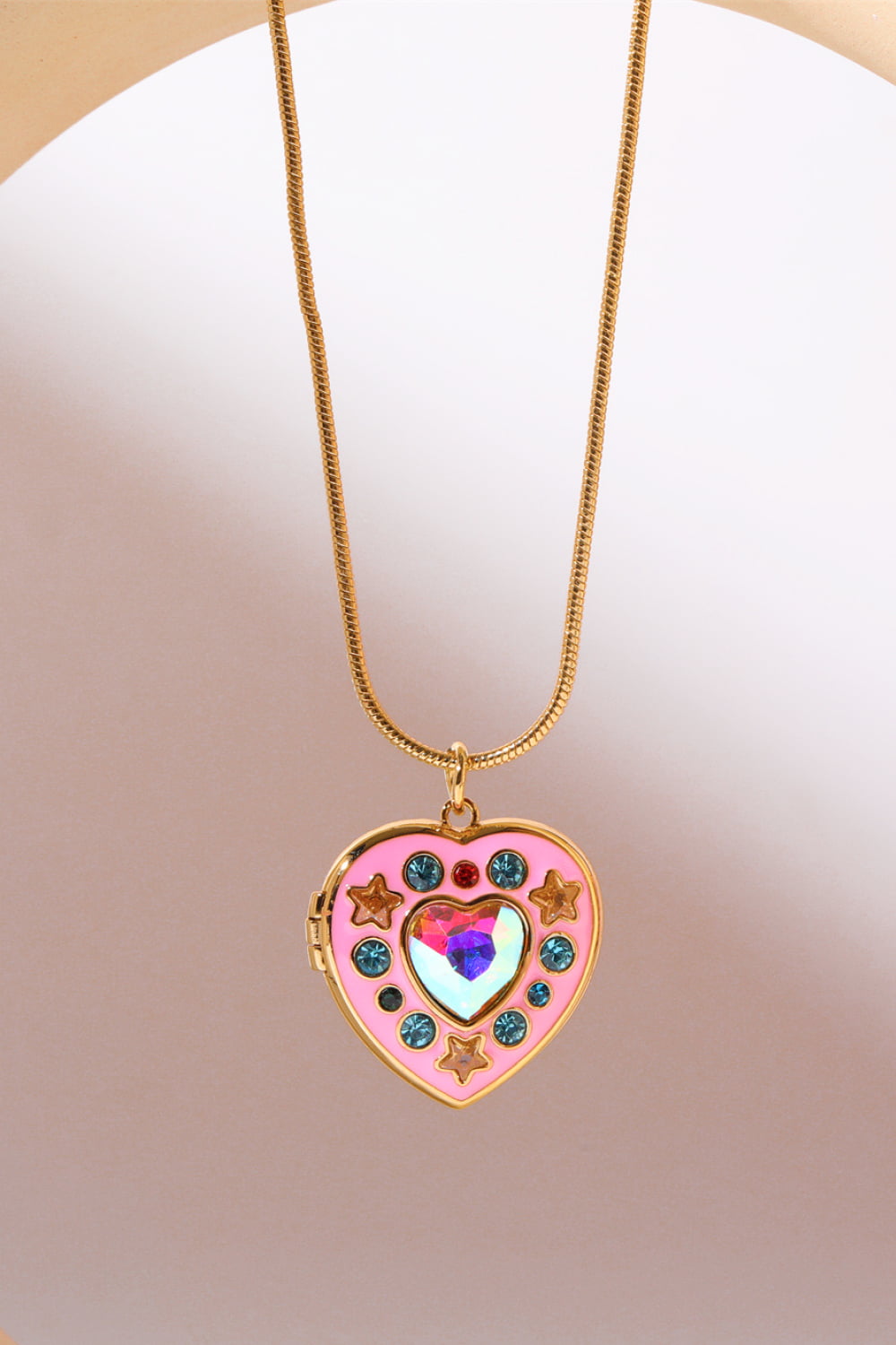 Rhinestone Decor Heart Box Pendant Necklace - Beautifeye Boutique