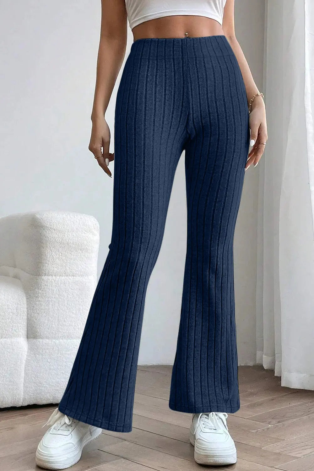 Basic Bae Ribbed High Waist Flare Pants - Beautifeye Boutique