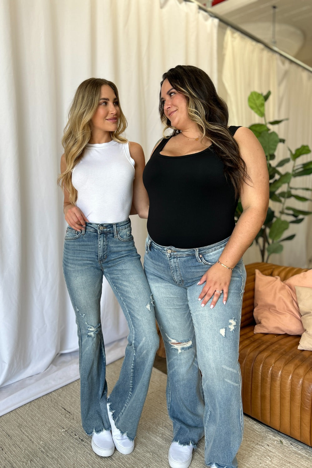 Judy Blue Full Size Medium Rise Tummy Control Destroy Flare - Beautifeye Boutique