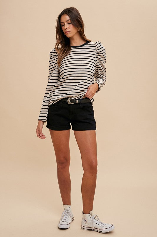 Annie Wear Puff Sleeve French Terry Top - Beautifeye Boutique