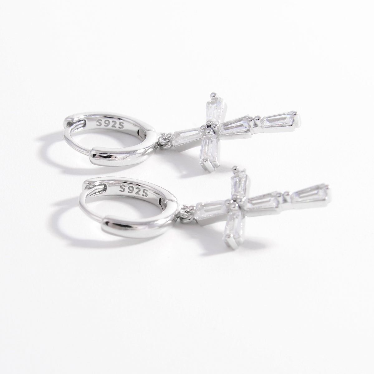 .925 Sterling Silver Zircon Cross Earrings - Beautifeye Boutique