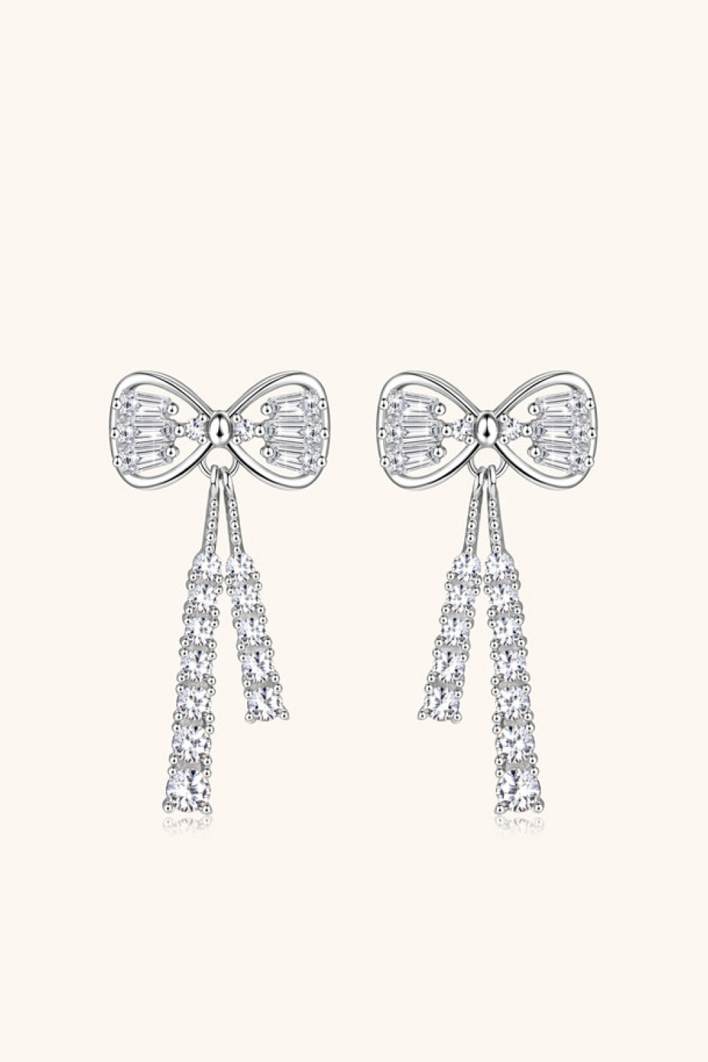1.12 Carat Moissanite 925 Sterling Silver Bow Earrings - Beautifeye Boutique