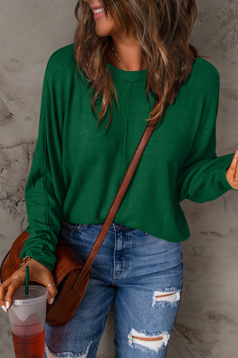 Double Take Full Size Round Neck Long Sleeve T-Shirt - Beautifeye Boutique
