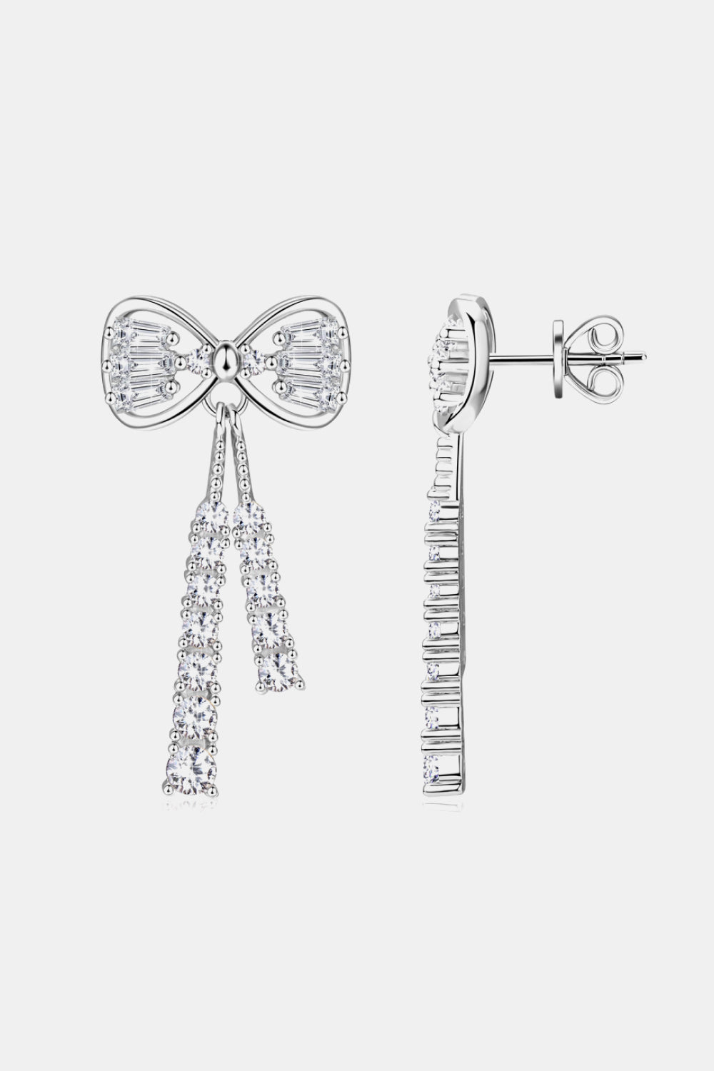 1.12 Carat Moissanite 925 Sterling Silver Bow Earrings - Beautifeye Boutique