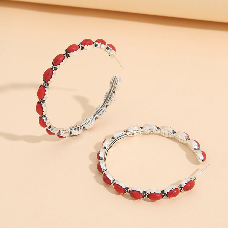 Artificial Turquoise C-Hoop Earrings - Beautifeye Boutique
