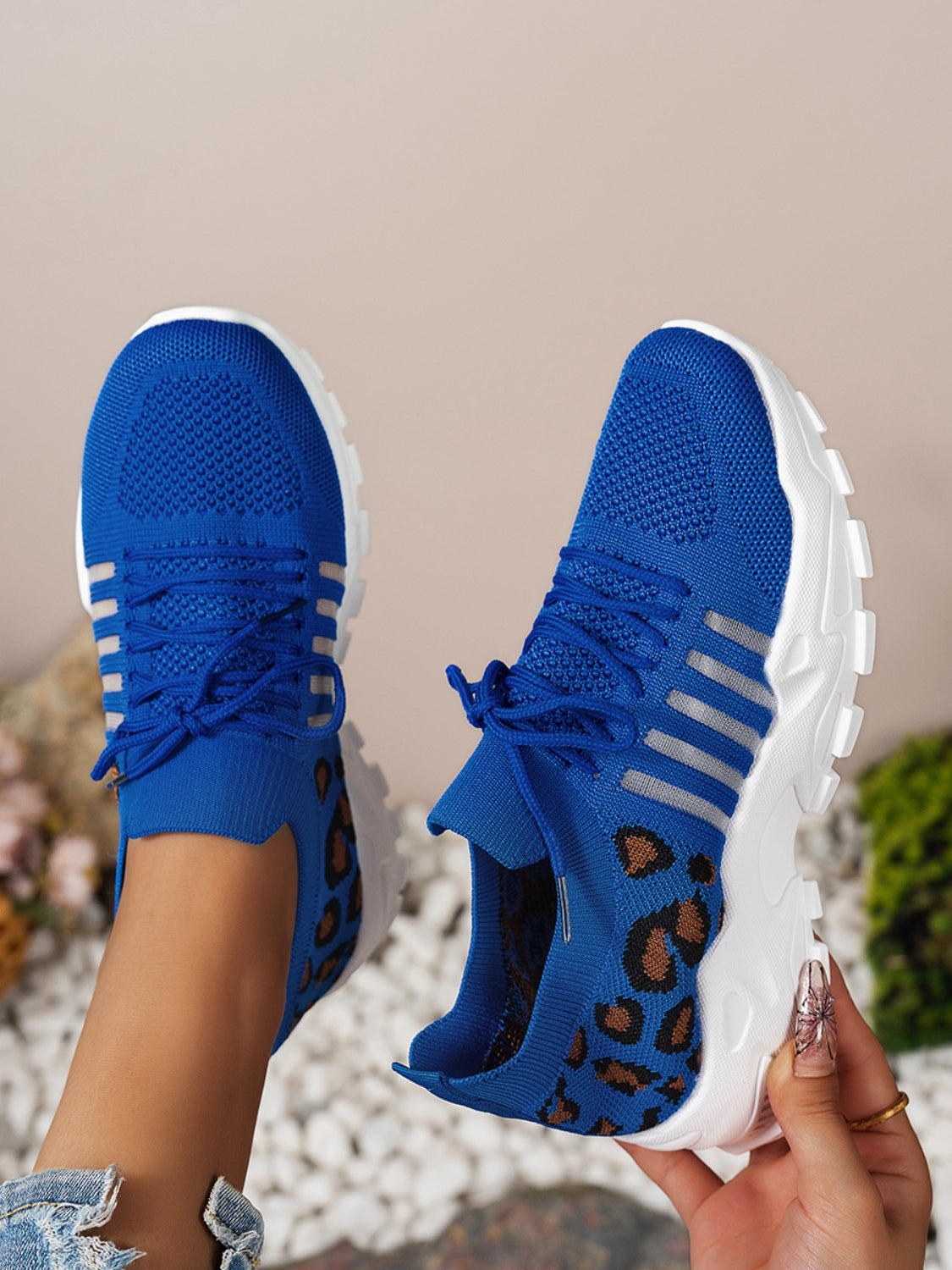 Cutout Leopard Lace Up Mesh Athletic - Beautifeye Boutique